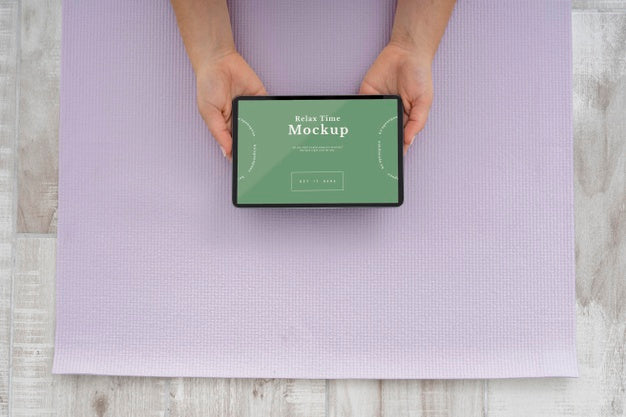 Yoga Mat Mock-Up On The Floor Psd