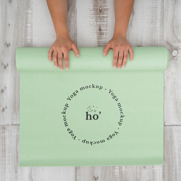 Yoga Mat Mock-Up On The Floor Psd