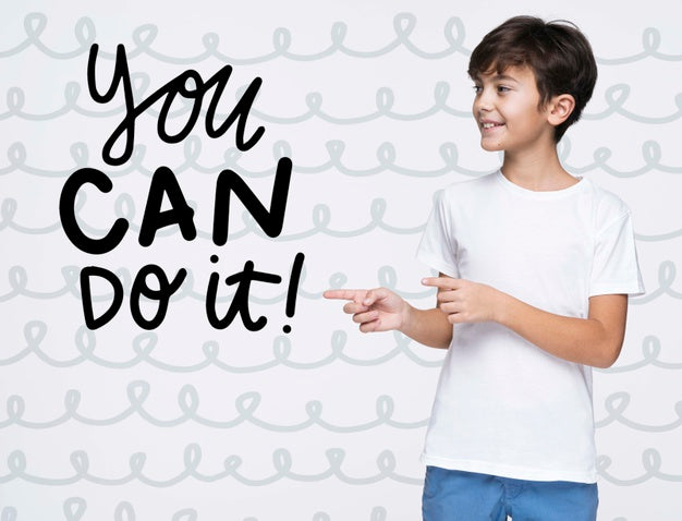 You Can Do It Young Cute Boy Mock-Up Psd