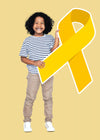 Young Boy Holding Gold Ribbon Supporting Childhood Cancer Awareness