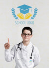 Young Doctor Pointing Up Psd
