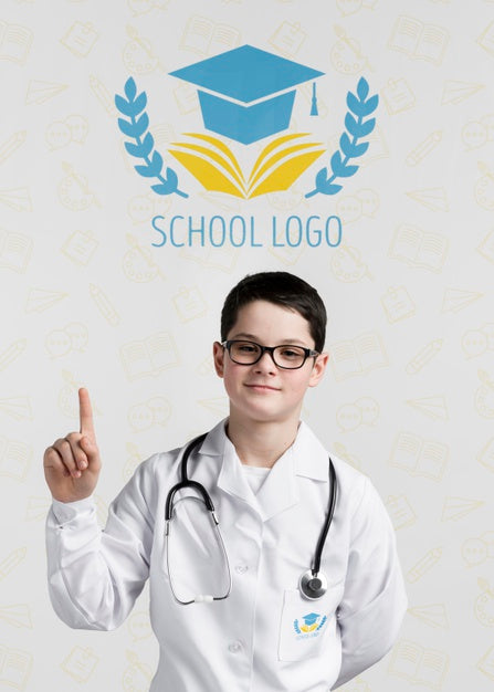 Young Doctor Pointing Up Psd