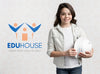 Young Girl Holding Construction Helmet Psd