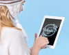 Young Girl Touching Tablet With Mock-Up Psd