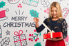 Young Girl Unwrapping Gift On Christmas Psd