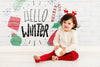 Young Girl With Hello Winter Mock-Up Psd