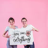 Young Girls Holding White Board Mockup Psd