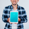 Young Guy Holding Tablet'S Mock Up Psd
