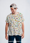 Young Guy Posing With Colorful T-Shirt And Cap Psd