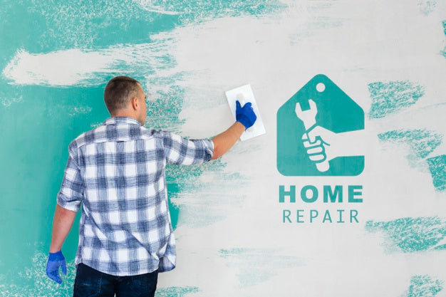 Young Handyman Grinding The Wall Psd