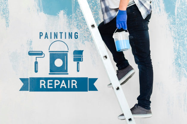 Young Handyman On Stairs Psd