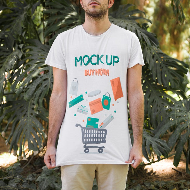 Young Man Wearing T Shirt Mockup Psd