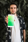 Young Man With A Smartphone Mockup Psd