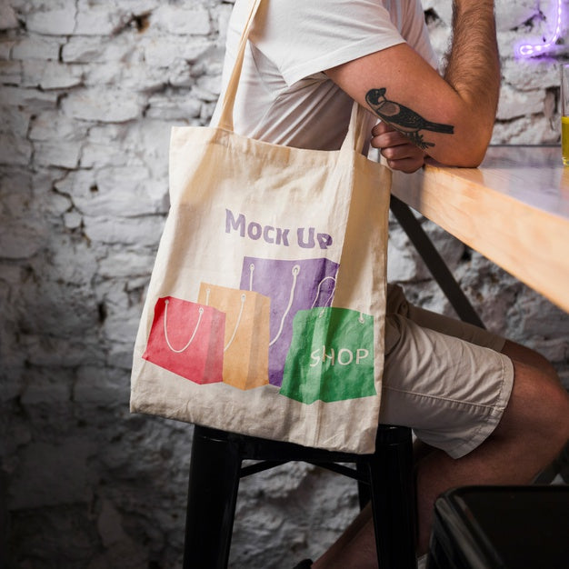 Young Man With Bag Mockup Psd