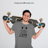 Young Skater With Grey T-Shirt'S Mock Up Psd