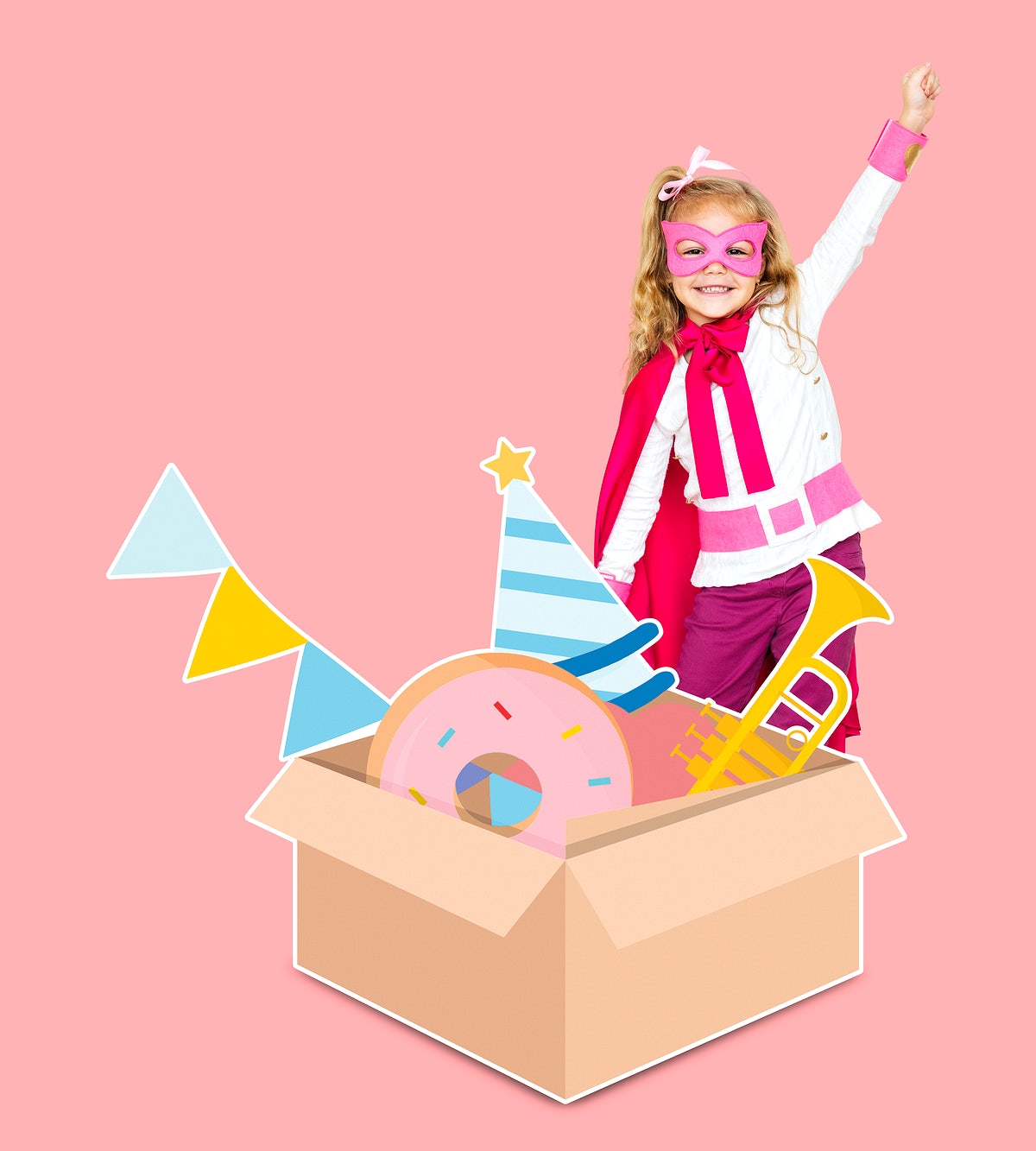 Young Superhero Preparing For A Birthday Party