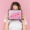 Young Woman Covering The Face Till The Eyes With A Tablet Mock-Up Psd