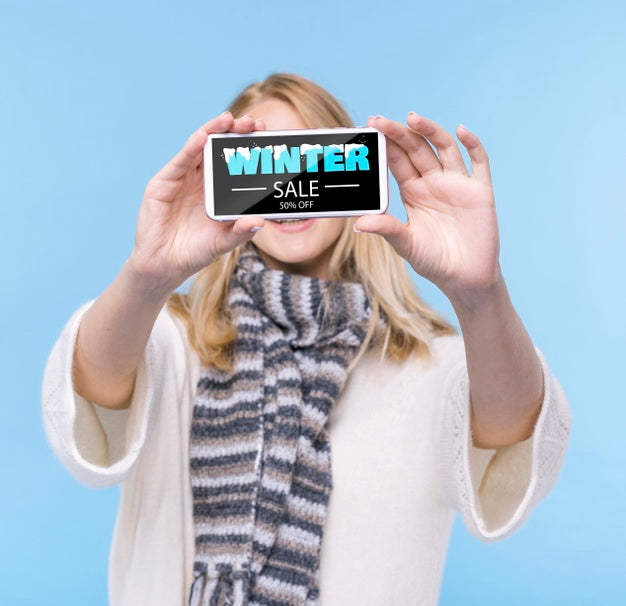 Young Woman Holding Phone With Mock-Up Psd