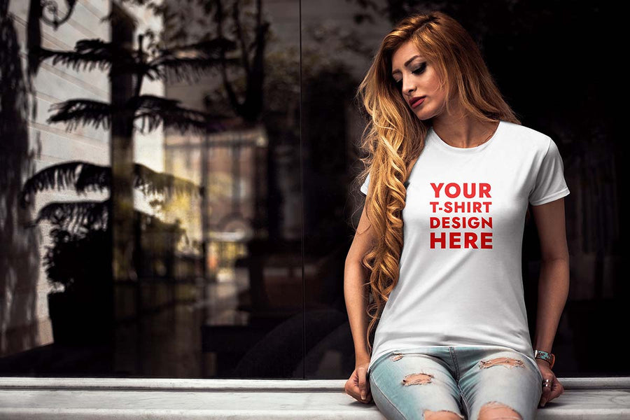 Young Woman T-Shirt Mockup