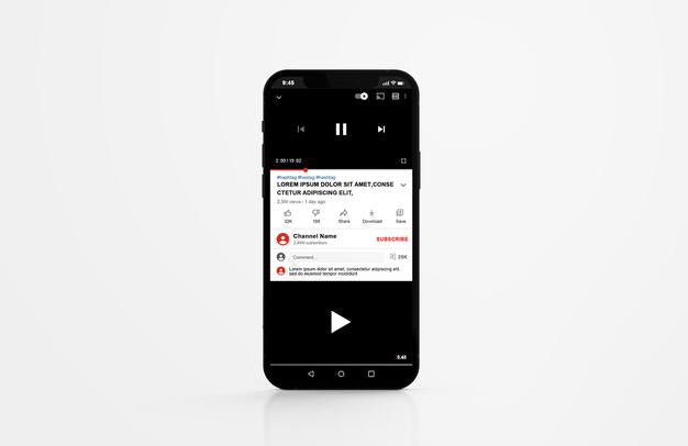 Youtube On Mobile Phone Mockup Psd