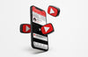 Youtube On Mobile Phone Mockup With 3D Icons Psd